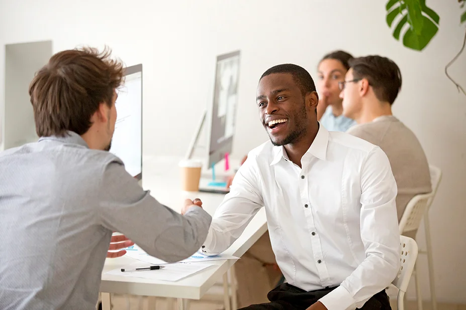 Employee busy working on expert advice