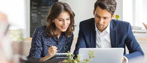 Employees busy working on cloud services